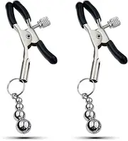 Nipple Clamps Clip Adjustable Metal Nipple Clamps Non-Piercing On Nipple Rings Metal Nipple Toy With Small Balls For Famale