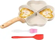 Aluminum Alloy Cup Egg Pan Even Heating Omelette Pan with 4 Cup Non Stick Frying Plate Easy to Clean Omelette Skillet for Pancake(Beige)