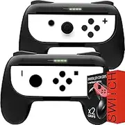 Orzly Grips Compatible with Nintendo Switch Joy-Cons for Extra Comfort - Twin Pack (2X Black) Universal Sided Grip Attachments for use with Nintendo Switch Joy-Cons