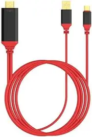 USB Type-C USB-C to HDMI Adapter Cable Cord 4K 30Hz HD Audio Video AV with USB Power Supply Charger Adapter for Apple ipad pro air 11 13 (Red)