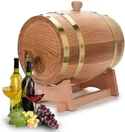 Vintage Wood Oak Whiskey Barrel Dispenser - 3L Rustic Bar Theme, for Home Decor