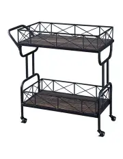 [IHOMDEC] Drink Trolley Wood and Metal Bar Carts Vintage Grey