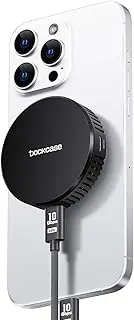DOCKCASE Magnetic Cooling M.2 NVMe SSD Enclosure, 10Gbps USB 3.2 Type-C, 3s PLP Data Protection, Fits 2242/2230 NVMe PCIe, Compatible with MagSafe for iPhone 16/15 Pro Max ProRes (Black)