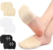[Ksheria] 6 Pairs Women's No Show Toe Topper Socks for Mules- Invisible Non-Slip Grip Liners, Seamless & Breathable Half Socks for Sneakers, Flats, Heels, Loafers