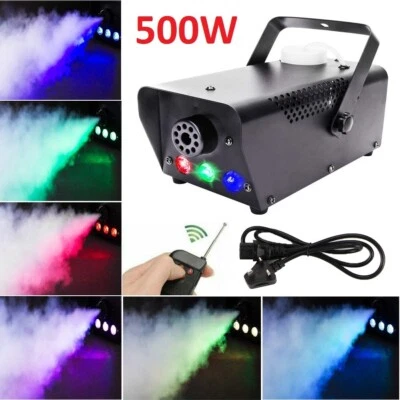 New 500W RGB Fog Machine Stage Light LED Wireless Remote Disco Party Effect