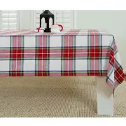 Rectangle Linen Tablecloth for Dining and Christmas Stewart Plaid by Solino Home