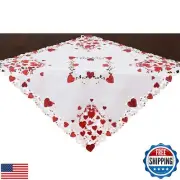 Grelucgo Embroidered Tablecloth for February 14th Valentine's Day (Square 34