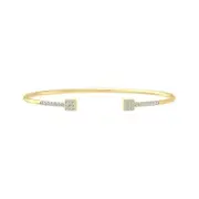 10k Yellow Gold Lab Grown Diamond Halo Bangle Bracelet 7.5" Holiday Gift