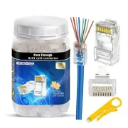 PETECHTOOL Cat6 RJ45 Connectors Pass Through Cat6 Cat5 Ethernet Connector 100...