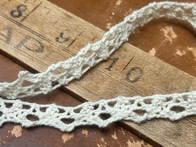 cluny cotton lace dyeable 3/8" crochet scallop trim eggshell 20yds USA