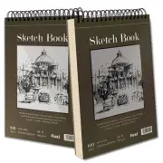 9" x 12" Sketch Book, Top Spiral Bound Sketch Pad, 2 Packs 100 Sheets Each (68lb