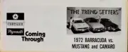 1972 Barracuda vs Mustang and Camaro Sales Brochure 72 Plymouth Ford Chevy