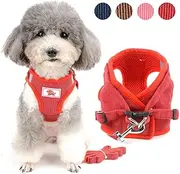 ZUNEA Cat Harness Leash Set Escape Proof for Walking, No Pull Adjustable Reflective Vest Harnesses Step-in Soft Mesh Padded Corduroy Clothes for Cats Kitten Puppy Small Dogs Red XS