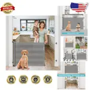 Retractable Baby & Dog Gate - Gray 35" Tall x 55" Wide for Indoor/Outdoor Safety