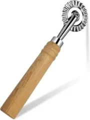 Ravioli Cutter Wheel,Pastry Wheel Cutter with Long Wooden Handle,Zinc Alloy