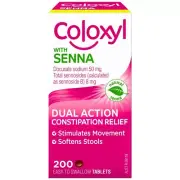 Coloxyl with Senna 200 Tablets Dual Action Constipation Relief Softens Stools