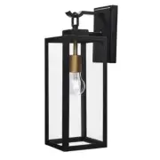 HAMPTON BAY Maplebrook 18 in. Matte Black with Gold Accents Wall Lantern Sconce