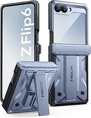 [Tongate] for Z Flip 6 Case with Kickstand & Belt-Clip, [Hinge Protection Cover][Bulit-in Screen Protector] Military Grade Shockproof Phone Case for Samsung Galaxy Z Flip 6 5g 2024, ICY Blue