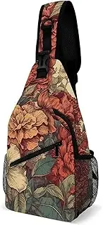 [RTSEBVN] Sling Backpack Fashion Chest Bag Creative Retro Flower Colors Printing Crossbody Backpacks for Men Women, style, 38x20cm, Full Printed Chest Bag