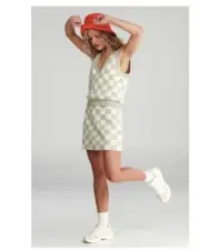 New Anthropologie Checkered Skirt Cropped Set Size Small