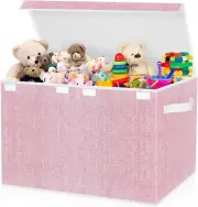 Large Toy Box Chest Girls, Kids Toy Bin Storage Organizer with Lid Babies, Tod