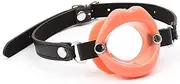 SAHOOSAFETY Silicone Adjustable Mouth Gag Ring Ball Gag BDSM Leather Ball Gag Gag Woman Sex sm Mouth Gag Lip Spreader Deep Throat Aid for Bondage Flirting Sex Toys for Women(Orange Farbe)