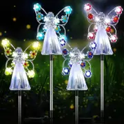 Solar Angel Garden Stake Lights, Angel Statue Solar Lights Eternal Light Angel For Grave Garden Decorations Pink