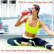 For Nutri Ninja Blender Replacement Accessories 2*16 Oz. Large Mixing Cup w/ lid