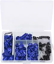 158Pcs Set Universal Fairing Bolts Gasket Wrench Kit Motorcycle Accessory Mounting Kits Washers Nuts Screws Assortment for Sport Bikes (Blue)