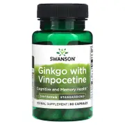 Swanson, Ginkgo with Vinpocetine, Standardized, 60 Capsules