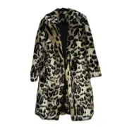faux fur Animal statement leopard print reversible coat jacket Rachel Roy small