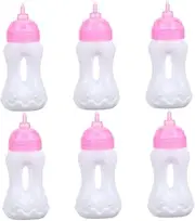 Yardwe 6pcs Mini Doll Milk Bottles Pretend House Adorable Role Playing Accessories Safe Design for Dollhouse Play Shower Favors