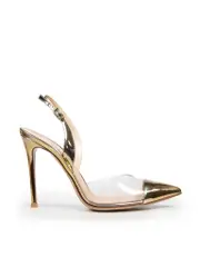 Gold Patent Slingback Heels