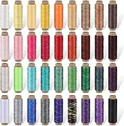 36 Colors Waxed Thread,1188Yards Colorful Leather Thread,33Yards Per Color, Leather Sewing Thread,Hand Stitching Thread for Hand Sewing Leather and Bookbinding