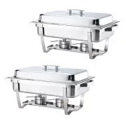 70012-Gray 2 Pack 8QT Chafing Dish High Grade Stainless Steel Chafer Complete...