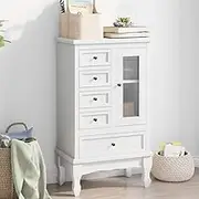 5 Drawer Dresser for Bedroom, Storage Cabinet Organizer with Shelves, Closet Drawers Furniture for Clothes, Accessories - White Room Cubby for Bedrooms Organization