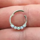 14K Septum Nose Ring in Gold with Round Opal Clicker Daith Piercing Baarbij