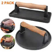 Burger Press Round & Rectangle Cast Iron Meat Steak Griddle Grill Press Tools