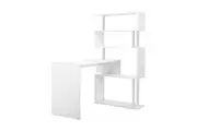 Home Office Computer Desk Corner Table Tier Bookshelf Storage L-Shaped Rotating Table White