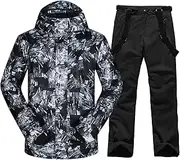 HOTIAN Men's Ski Jacket and Trousers Set Men's Snowsuit Winter Warm Snow Skiing Sets Waterproof Windproof Snowboard Set