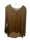 Brave And True Top Size Large Long Sleeve Knit Dahlia Top In Moss