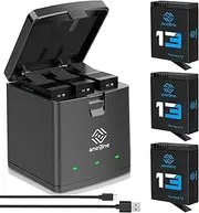 Anegine Hero 13 Battery 2100mAh and LED 3-Slot Storage Charger for GoPro Hero 13 Black Enduro Rechargeable Battery with Type-C (3-Pack)