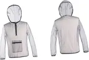 HAKIDZEL Mesh Hooded Jacket Protective Shirt Lightweight Breathable Elastic Cuffs Waist Zipper Hood Front Pocket Outdoor Activities