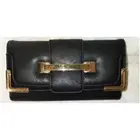 NEW BLACK VEGAN TRI-FOLD WALLET, GOLD TONE TRIM, 3 SLIP POCKETS, 8 CREDIT CARD