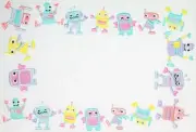 Robots Embroidered quilt label machine android to personalize message included