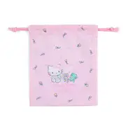 Sanrio 三麗鷗 日本製 棉質抽繩束口袋 縮口袋 S Hello Kitty 花朵 254347