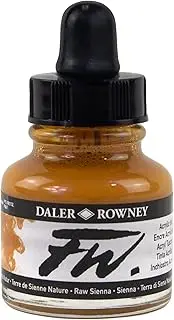 Daler-Rowney FW Acrylic Ink, Glass Bottle with Dropper, 1oz - 29.5 ml, Yellow Ochre