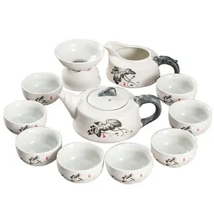 功夫茶具陶瓷茶具小套裝雪花釉茶具禮品日式家用客廳泡茶壺蓋碗M