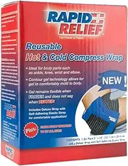 Deluxe Reusable Hot and Cold Compress - Small Flexible Ice Pack Hot Cold Therapy Pack for Elbow, Knee & Joint Pain with Adjustable Strap, Freeze or Microwave