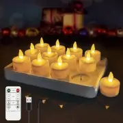 Rechargeable Tea Lights,Flameless LED Candles with Remote Timer,Battery 12 Pack